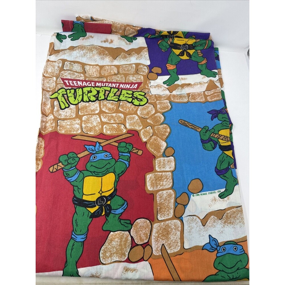 Teenage Mutant Ninja Turtles Twin Flat Sheet Vintage 1988 Mirage Studios